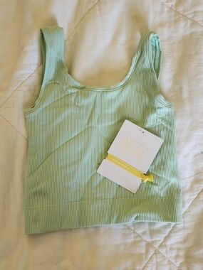 Athleta Girl Ribbed Mint Green Cropped Tank